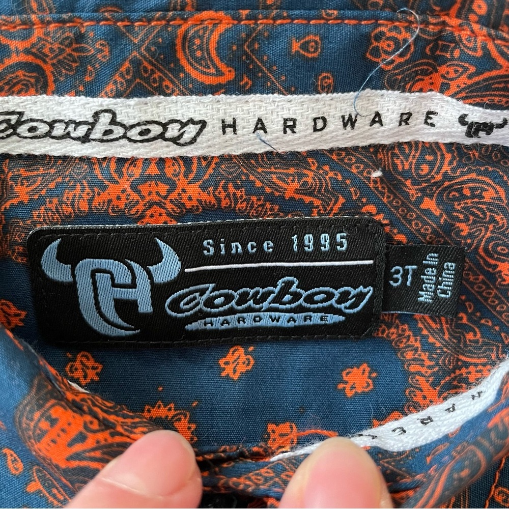Cowboy Hardware NWT Western Shirt 3T Boys Tod Bandana Paisley Print Pearl Snap - Picture 3 of 10